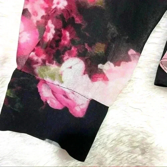 Ellen Tracy Semi Sheer Black Floral Ruffled Blouse - Picture 3 of 13